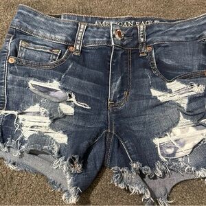 American Eagle Outfitters Ripped Dark Blue Jean Shorts